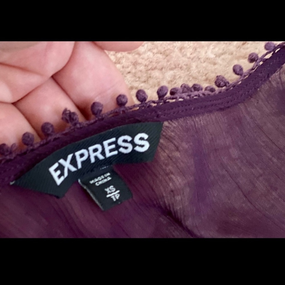 Express - XS Dark Purple Sheer Button Blouse 💜 - Picture 4 of 4